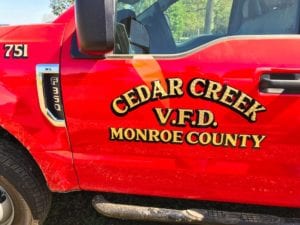 Cedar Creek V.F.D. truck lettering